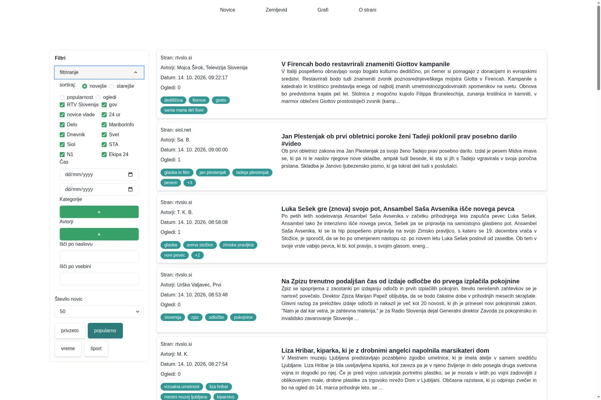 SOL Novice news aggregator interface